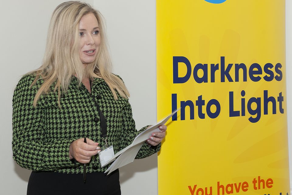 Siobhan Cooper (Wexford Pieta Centre Manager) addressing the attedance during the launch of Darkness into Light at MJ O'Connor's building in Drinagh on Wednesday evening. Pic: Jim Campbell
