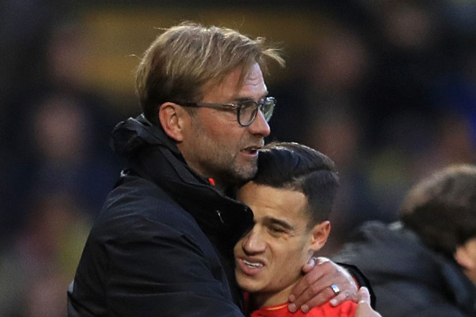 Jurgen Klopp, left, insists everything is fine between him and Philippe Coutinho