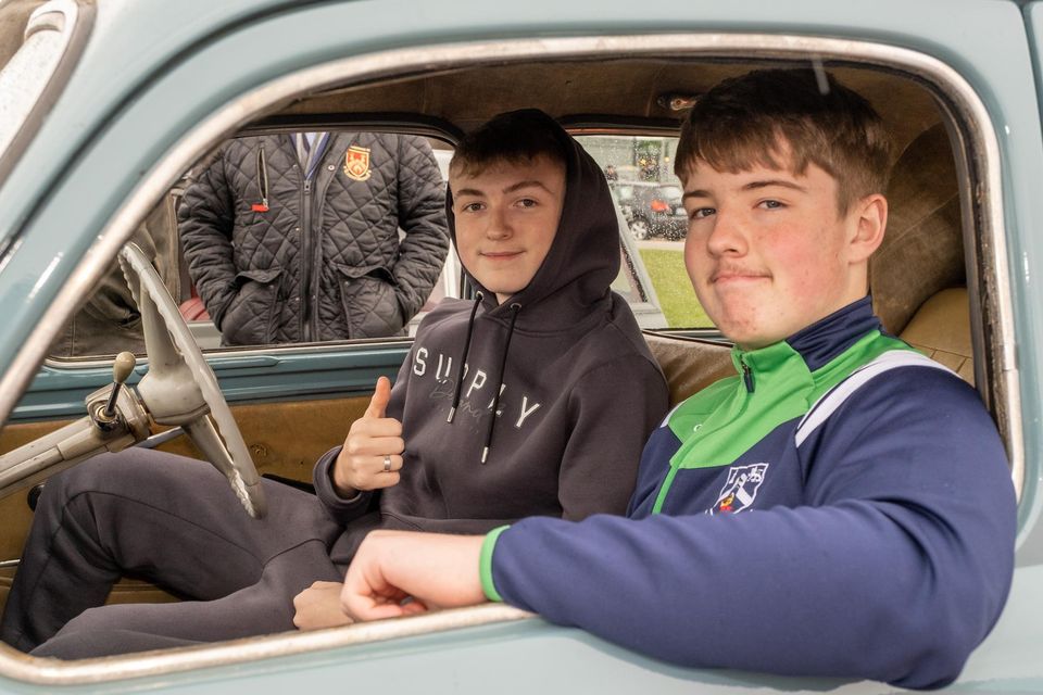 Jake Murphy and Adam Windsor in a 1954 Fiat 1100 at Bray's vintage car rally.