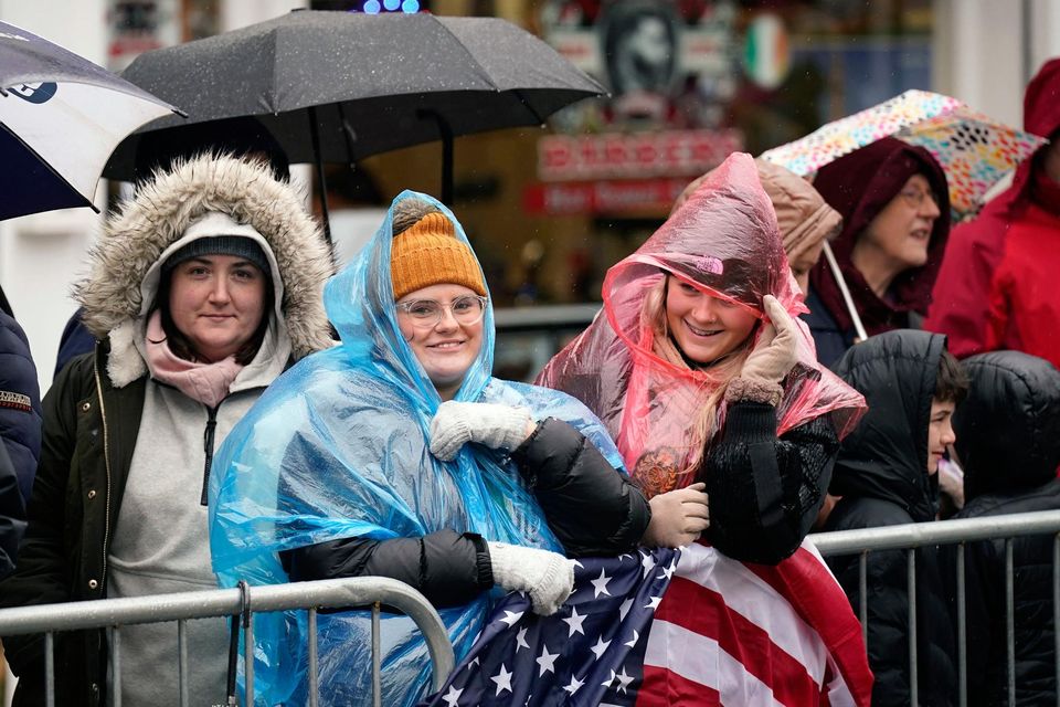 People awaiting the arrival of US President Joe Biden in Dundalk, Co Louth, during his trip to the island of Ireland. Picture date: Wednesday April 12, 2023. PA Photo. See PA story IRISH Biden. Photo credit should read: Niall Carson/PA Wire