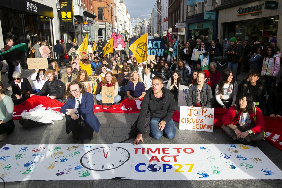 Civil society groups call for action during the UN’s Cop27 climate summit last November. The Cop28 summit begins next week in Dubai. Photo: Gareth Chaney/ Collins