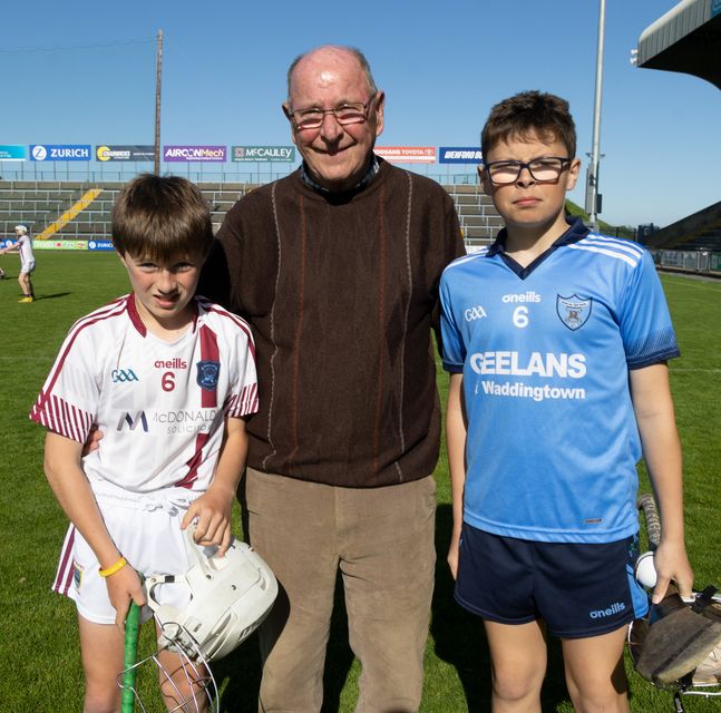 Wexford hurling legend Willie Murphy with his grandsons, Harry and Liam.
