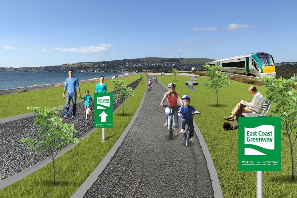 An artists impression of the greenway proposed from Wicklow town to Greystones.