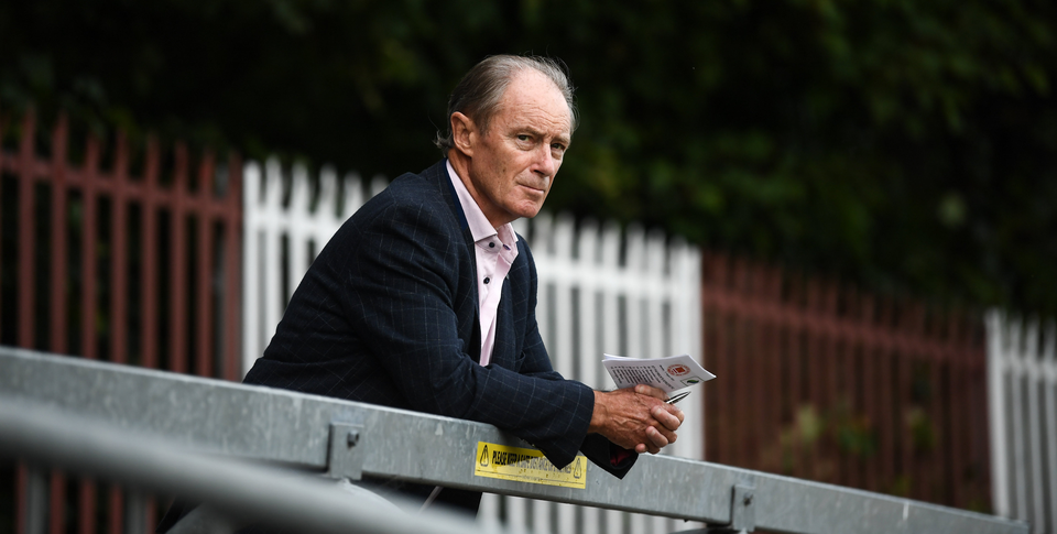 Sombre: Brian Kerr watches St Pat’s take on Derry City during the Inchicore side’s 2-0 defeat at Richmond Park on Monday night. STEPHEN McCARTHY/SPORTSFILE
