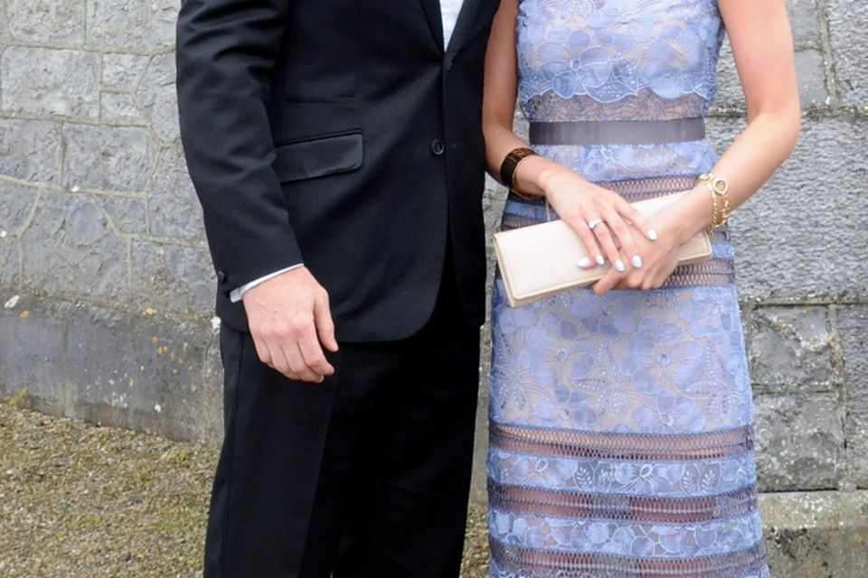 12/6/2015  Attending the Wedding of Irish Rugby player Sean Cronin and Claire Mulcahy at St. Josephs Catholic Church, Castleconnell, Co. Limerick were Rob Kearney and Jess Redden.
Pic: Gareth Williams / Press 22