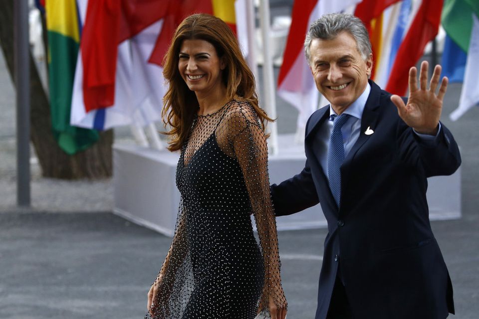 Argentinian President Mauricio Macri and First Lady Juliana Awada arrive to attend a concert at the Elbphilharmonie philharmonic concert hall on the first day of the G20 economic summit on July 7, 2017 in Hamburg, Germany