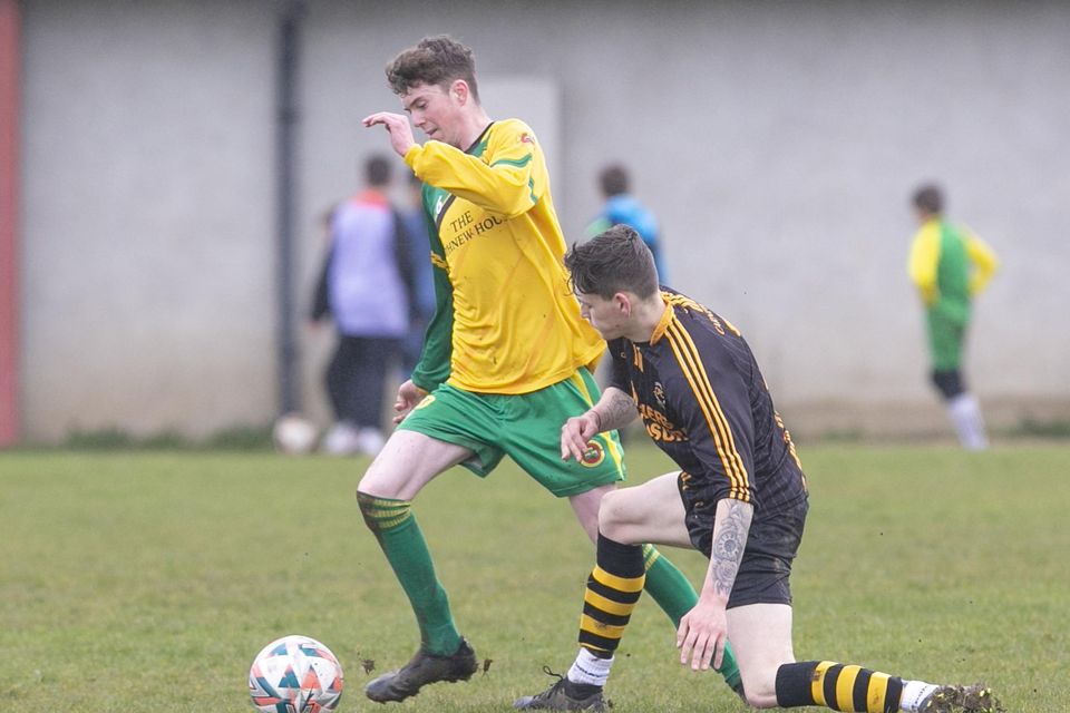 Rathnew's Ethan Snell on the attack for Rathnew against Carnew.