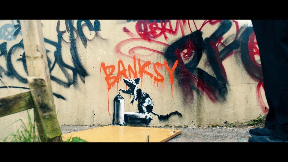 The piece of art done by Banksy for The Outlaws (BBC).