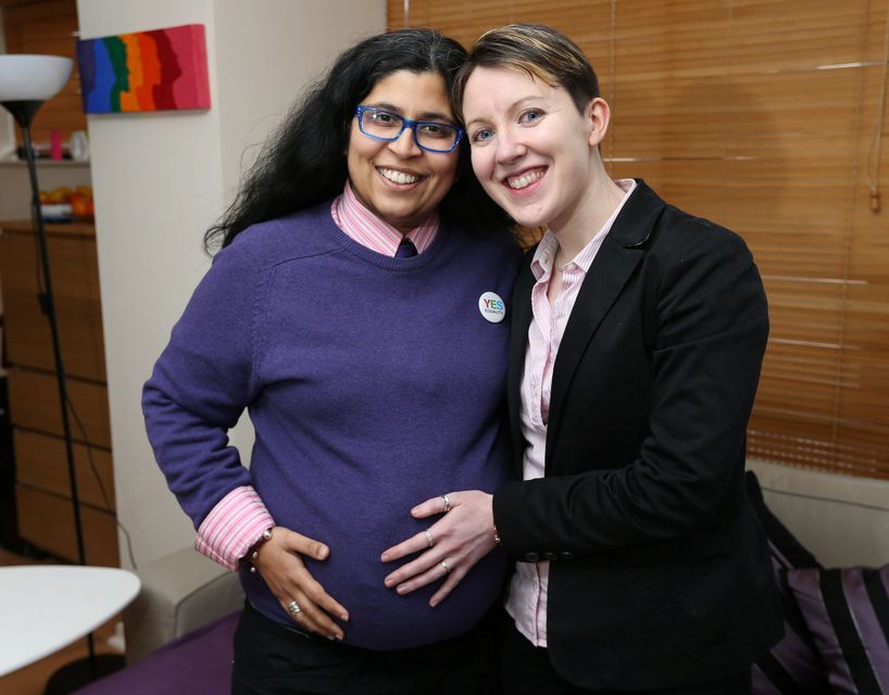 Dil Wickremasinghe and her partner Anne Marie Toole who are expecting a baby. Picture credit; Damien Eagers
