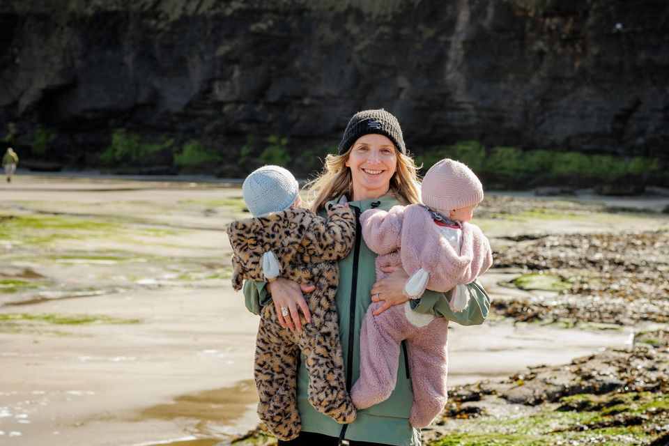 Surfer Easkey Britton literally has her hands full with twins. Picture by James Connolly