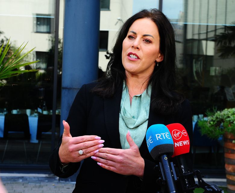 Health Minister Jennifer Carroll MacNeill TD speaking to the media at the INMO Conference in Whites Hotel Wexford on Thursday. Pic: Jim Campbell