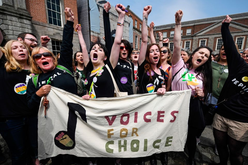 Supporters gather at Dublin Castle ahead of the result of the referendum on the Eighth Amendment on May 26, 2018, when Ireland voted in favour of repealing the abortion ban. Photo: Jeff J Mitchell/Getty Images