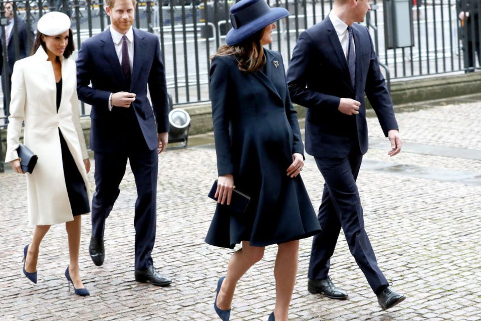 LONDON, ENGLAND - MARCH 12:  (L-R) Meghan Markle, Prince Harry, Catherine, Duchess of Cambridge and Prince William, Duke of Cambridge attend the 2018 Commonwealth Day service at Westminster Abbey on March 12, 2018 in London, England.  (Photo by Chris Jackson/Chris Jackson/Getty Images)