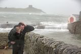 thumbnail: Aaron and Lucia Kavanagh brave Storm Brendan at Coliemore Harbour, Dalkey. Photo: Mark Condren