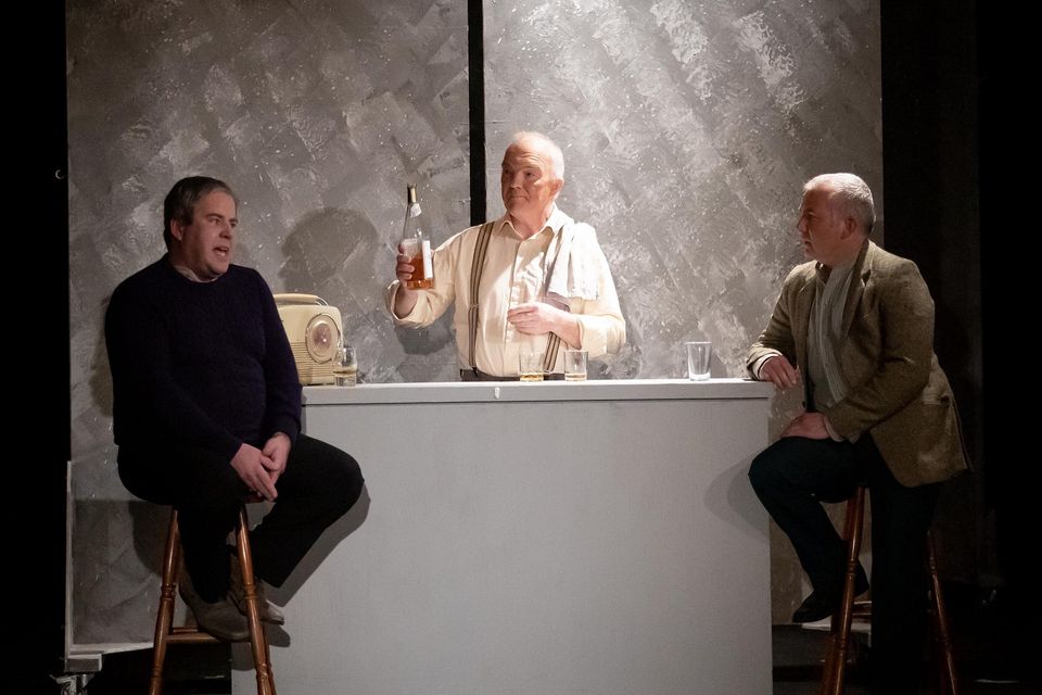 New Ross Drama Workshop 'Same Old Moon' in St. Michaels theatre. From left; Edward Hayden 'Desmond Barnes', Peter O'Connor 'barman' and Nicky Flynn 'Mr. Mooney'. Photo; Mary Browne