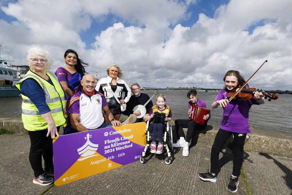 Phil Murphy, Anne Mercipill, George O’Connor, Betty Connors, John Roche, Grace Murphy, Scott O’Reilly and Corra O’Donovan at the launch of this year's Fleadh Cheoil na hÉireann. Photo: Andres Poveda