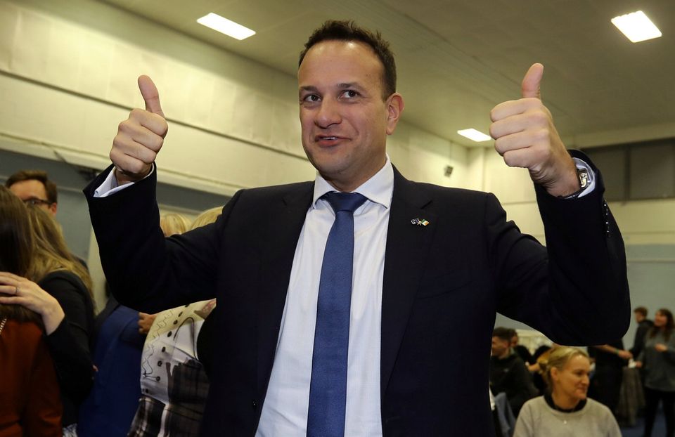 Irish Prime Minister Leo Varadkar reacts after the announcement of voting results, at a count centre during Ireland's national election, in Citywest, near Dublin, Ireland, February 9, 2020. REUTERS/Lorraine O'Sullivan
