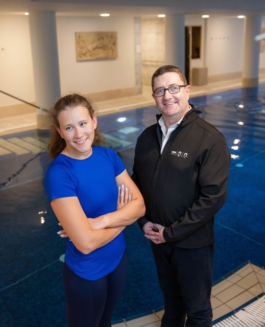 Conor Langford, Country Manager for Visa Ireland, with Paralympic Irish swimmer Róisín Ní Riai