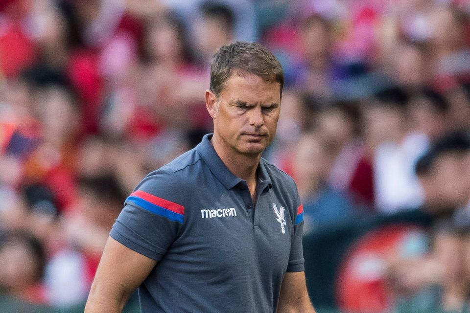HONG KONG, HONG KONG - JULY 22: Crystal Palace manager Frank de Boer reacts during the Premier League Asia Trophy match between West Brom and Crystal Palace at Hong Kong Stadium on July 22, 2017 in Hong Kong, Hong Kong. (Photo by Victor Fraile/Getty Images)