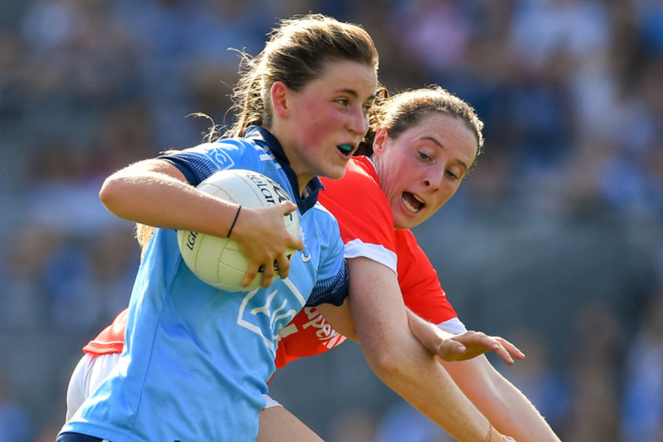 Aoife Kane of Dublin in action against Cork during the TG4 All-Ireland Ladies Football Championship semi-final at Croke Park