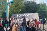 thumbnail: Actor Stephen Rea reads a poem as part of a protest calling for Ireland to boycott Eurovision in front of RTÉ (Cillian Sherlock/PA Wire)
