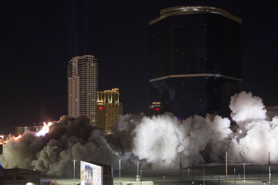 Reduced to rubble: Riviera's Monaco Tower imploded - Las Vegas Sun News