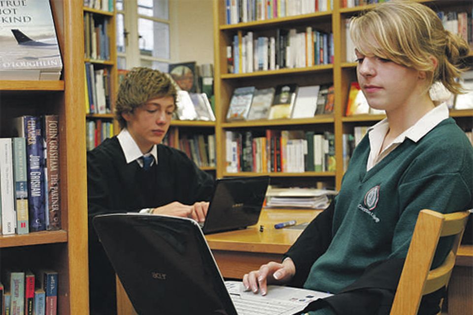 Logging on: Transition students from St Columba's College at work in the school library