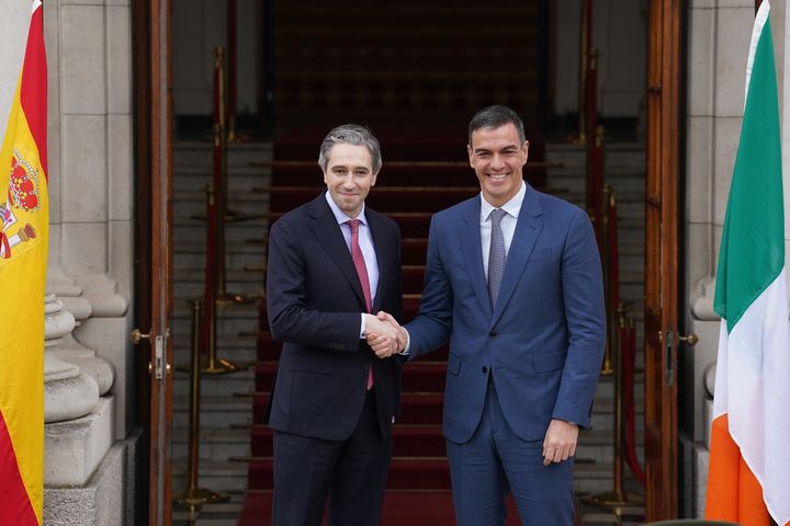 Taoiseach Simon Harris and Spanish leader Pedro Sanchez discuss officially recognising state of Palestine