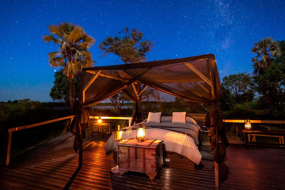 Star treatment: The star bed at Abu Camp, Botswana