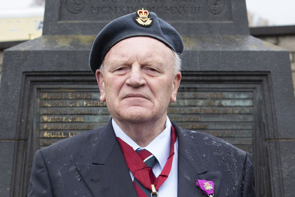 Edward Hall a former RAF man, who laid a wreath at the Armistice day of remembrance in Bray today
Picture by Fergal Phillips