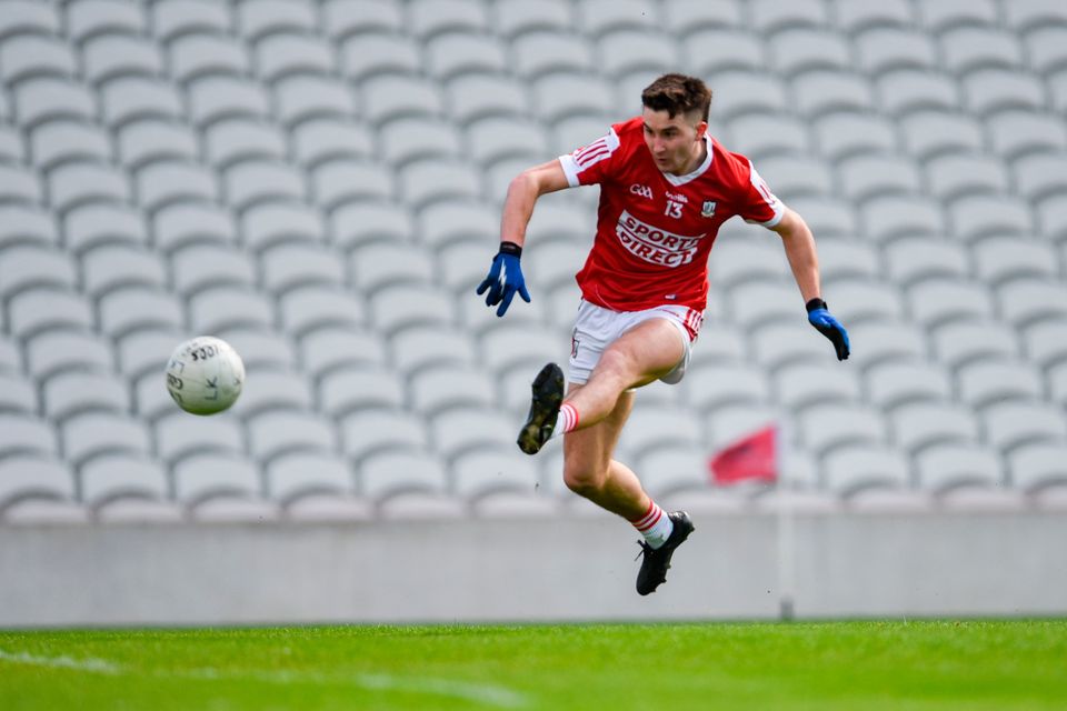 Chris Og Jones of Cork shoots to score his side's first goal during the Munster GAA Football Senior Championship quarter-final match against Limerick at SuperValu Páirc Ui Chaoimh in Cork. Photo by Tom Beary/Sportsfile
