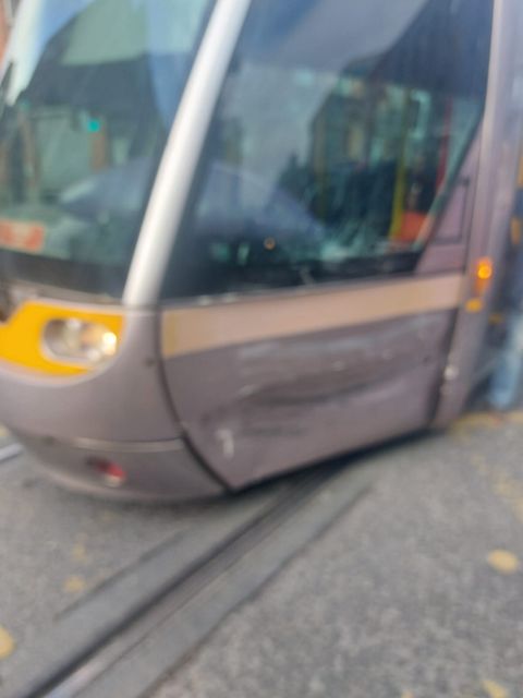 Damage to the Luas in Smithfield