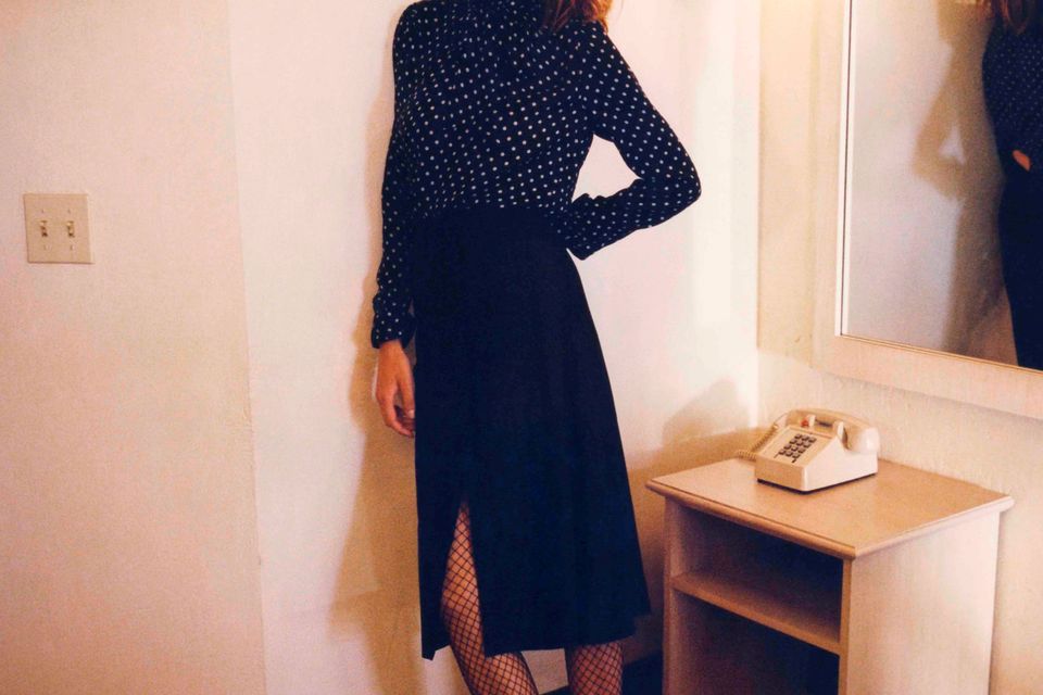 Blouse, €320; skirt €1,120, both Alexa Chung for AG, stocked exclusively at BT2 Grafton St, D2