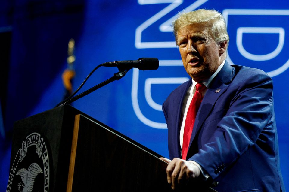Former US president Donald Trump is the favourite to win the Republican Party's presidential nomination. Photo: Reuters/Evelyn Hockstein/File Photo