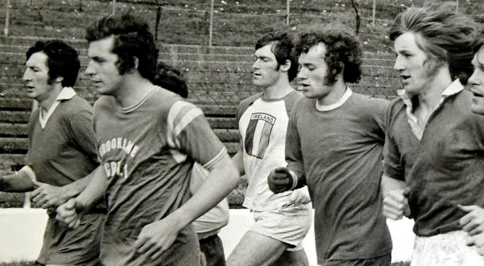 Kerry player (left to right) Tim Kennelly, Paudie O’Mahony John O’Keeffe, Mikey Sheehy and Pat Spillane during a training session in 1980. Photo: Kevin Coleman