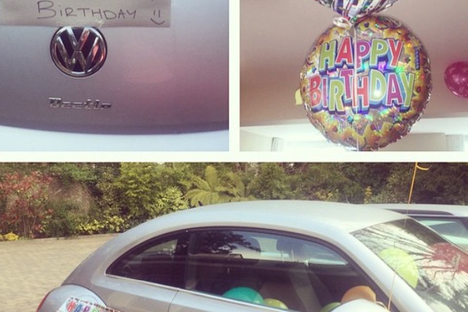 Rosanna's husband Wes decorated her car with stickers and balloons to celebrate her birthday