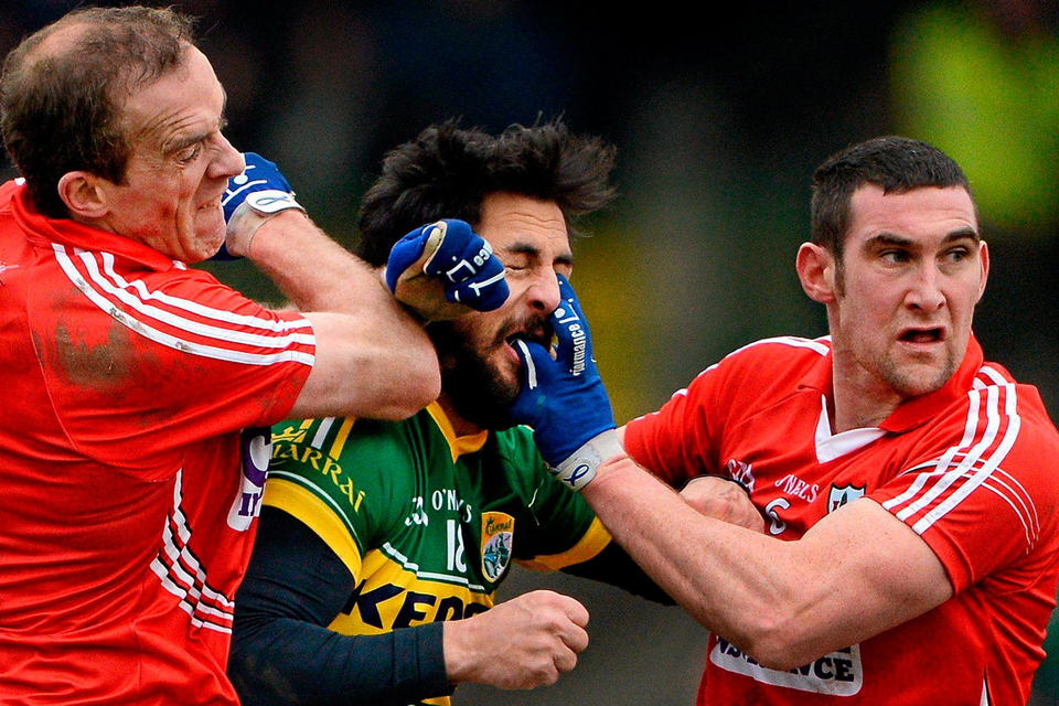 OLD PALS: Kerry’s Paul Galvin (l) and Cork’s Noel O’Leary. Pic: Brendan Moran / Sportsfile