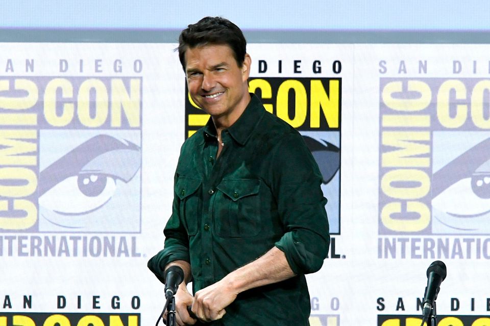 Tom Cruise speaks at the "Top Gun: Maverick" panel during 2019 Comic-Con International at San Diego Convention Center. Photo by Kevin Winter/Getty Images