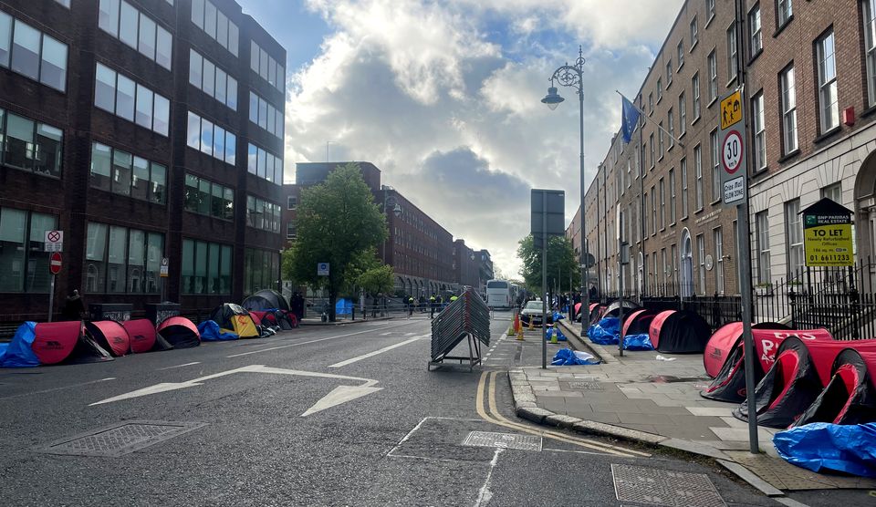 The tents on Mount Street were dismantled (Cate McCurry/PA)