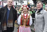 thumbnail: Philip Knight (Town Administrator), Ambassador to Ireland of Poland Anna Sochanska and Senator Malcolm Byrne pictured at the St Patrick's Day parade in Gorey. Pic: Jim Campbell