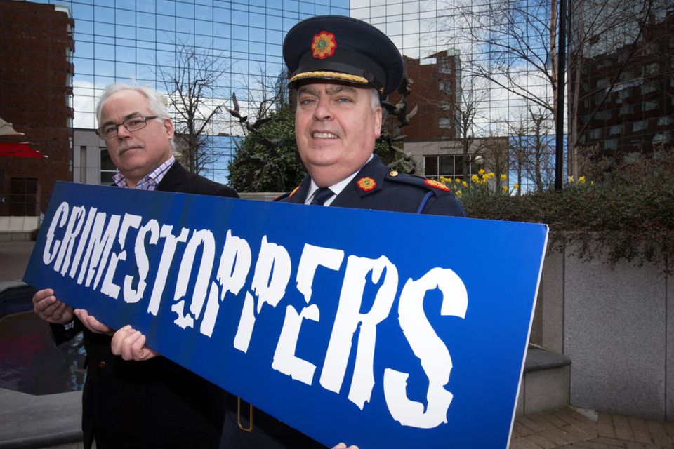 Assistant Commissioner of An Garda Síochána, Derek Byrne and Finbarr Garland from Done Deal who launched the 2014 Crimestoppers Annual Report, detailing the impact Crimestoppers has had in combatting crime in Ireland. Photo: Mark Condren