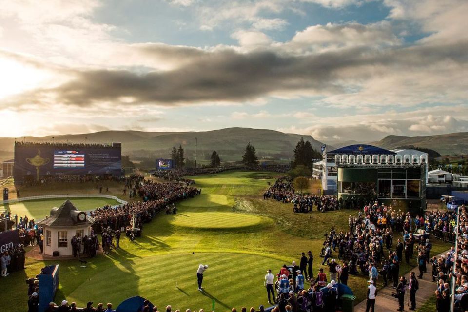Rory McIlroy tees off at the 2014 Ryder Cup in Gleneagles. Diageo are selling the five star hotel and resort