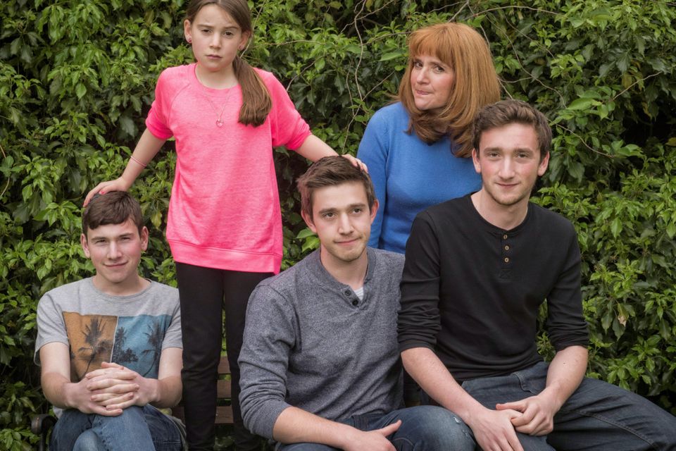 Family matters: Angela Epstein with her four children, Sam, Aaron, Max and Sophie. Photo: Paul Cooper