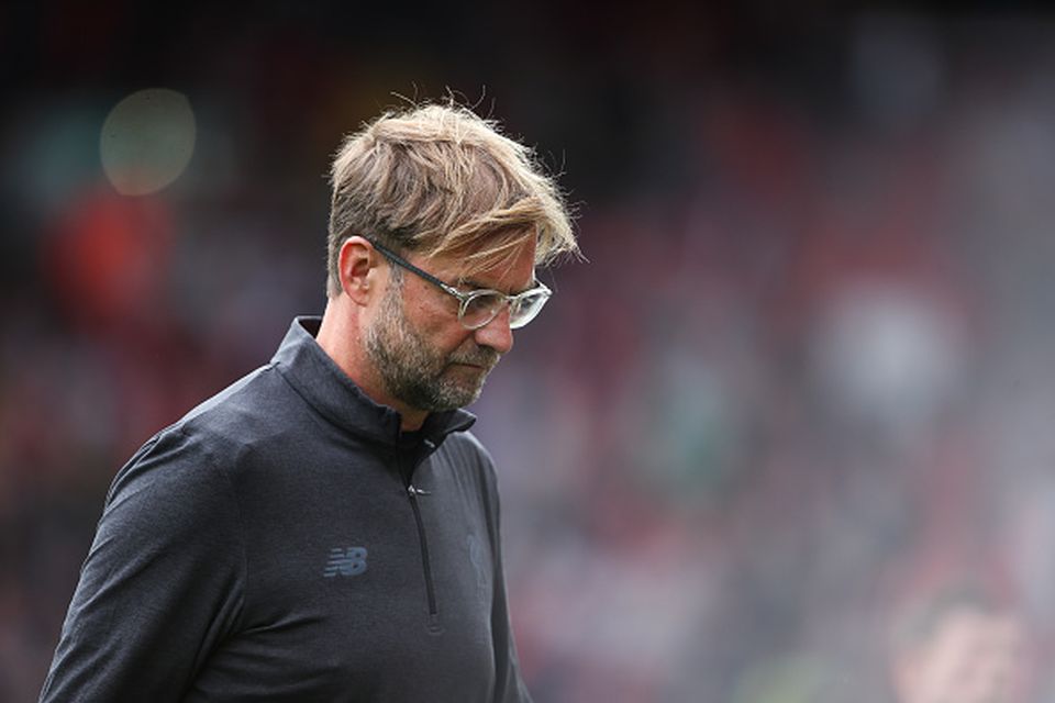 LIVERPOOL, ENGLAND - AUGUST 19: Jurgen Klopp manager / head coach of Liverpool during the Premier League match between Liverpool and Crystal Palace at Anfield on August 19, 2017 in Liverpool, England. (Photo by Robbie Jay Barratt - AMA/Getty Images)