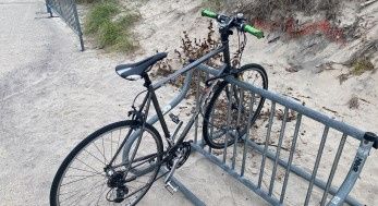 Mr McDonnell's bike, pictured at Fort Tilden Beach after he was reported missing