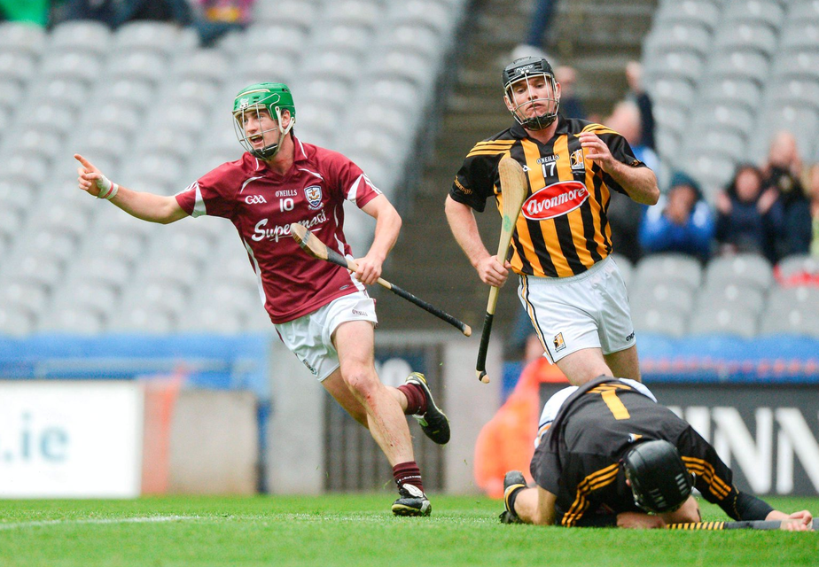 Galway’s David Burke celebrates after scoring the second goal against Kilkenny during the crushing Leinster SHC final win of 2012