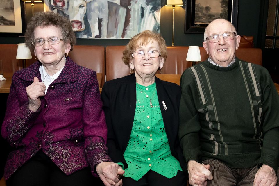 Margaret Jackman Foley (centre), originally from Raheenduff, Adamstown photographed at her 90th birthday party in Foleys Var in Newbawn with her sister Bess and brother Philip. Photo: Mary Browne