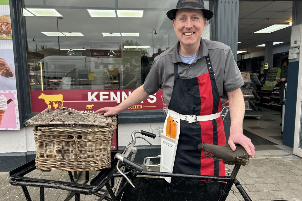 Tommy Kenna of Kenna’s butchers in Durrow, Co Laois, with a butcher’s bicycle that will be part of Sheppard’s Great Irish Interiors auction