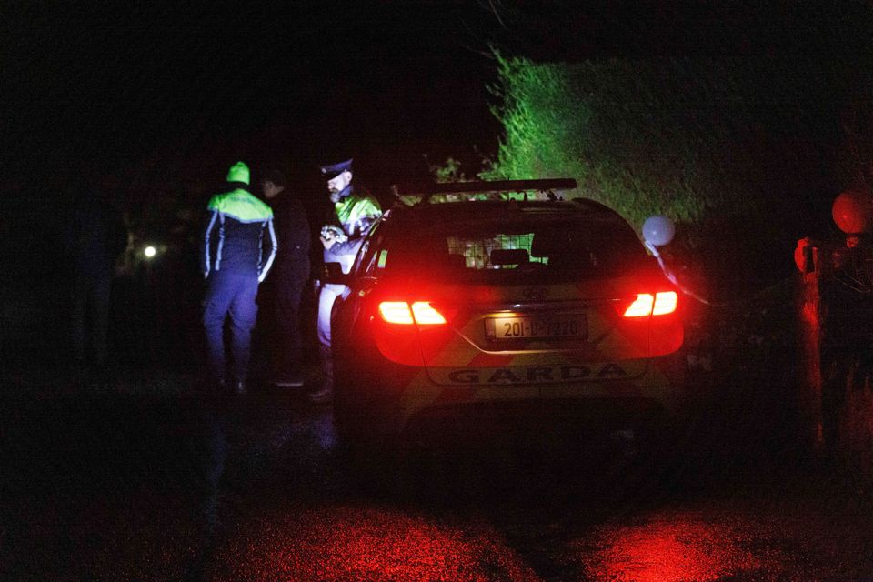 Gardaí at the scene where two bodies were found at a house in Killinaboy, Co Clare, on Thursday. Photo: Eamon Ward