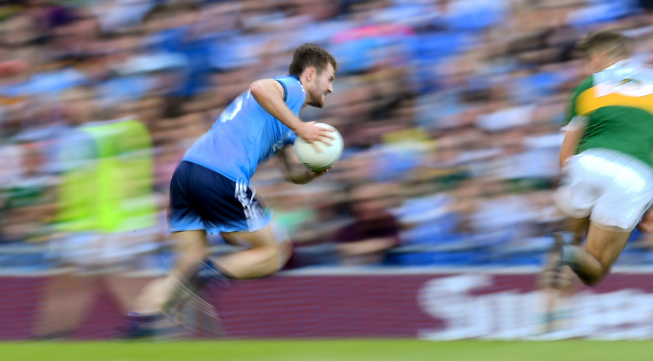 BLUR IN BLUE: Jack McCaffrey in action for Dublin against Kerry during last September’s All-Ireland SFC Final Replay at Croke Park. Pic: Sportsfile